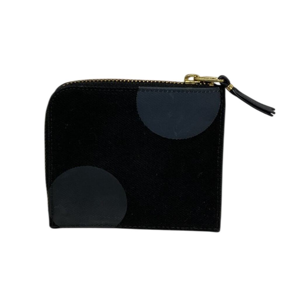 Comme Des Garçons Compact Black And Grey Polka Dot Wallet